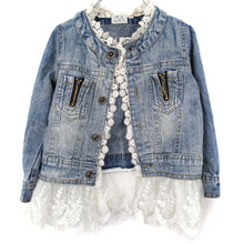 2-7Years Jean Jacket Girls Kids Denim Lace Coat Long Sleeve Botton Children Outwear ClothesUBY