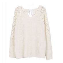 Autumn Winter Sweater Jumper Knitwear Small Hollow Halter Straps O-Neck Long Sleeve Knit Pullover Tops White Plus Size UBY
