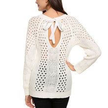 Autumn Winter Sweater Jumper Knitwear Small Hollow Halter Straps O-Neck Long Sleeve Knit Pullover Tops White Plus Size UBY
