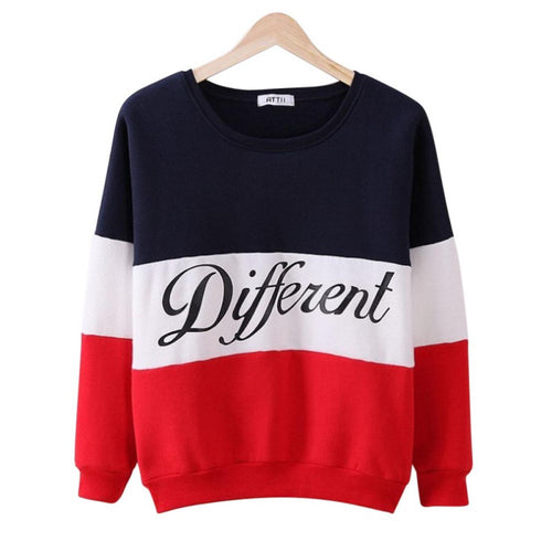 Autumn and winter women fleeve hoodies printed letters Different women casual sweatshirt hoody sudaderas femininos J89 UBY