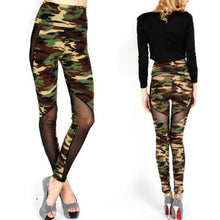 Women Sexy Mesh Camouflage Leggings High Waist Patchwork Stretchy Slim Army Camo Leggings Female Leggings UBY
