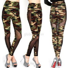 Women Sexy Mesh Camouflage Leggings High Waist Patchwork Stretchy Slim Army Camo Leggings Female Leggings UBY