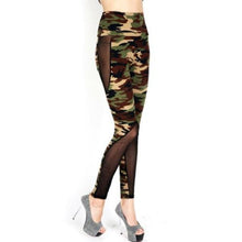 Women Sexy Mesh Camouflage Leggings High Waist Patchwork Stretchy Slim Army Camo Leggings Female Leggings UBY