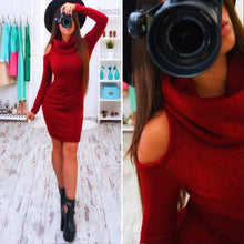 Bow Long Sleeve Straplesidi Women Sexy Club Sheath Bodycon Wool Dress Red Green Elastic Elegant Party Dresses UBY