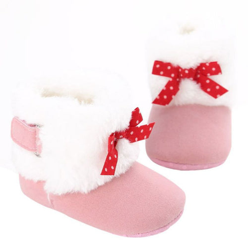 Baby Knitted Faux Fleece Crib Snow Boots Shoes Kids Bowknot Woolen Moccasins Booties Shoes UBY