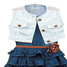 Baby Girl Kids Casual Dress Outfit Clothes Cotton JacketDenim Layered Toddler tutu Dress for girls with belt 2-7Y UBY