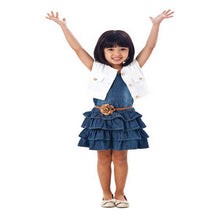 Baby Girl Kids Casual Dress Outfit Clothes Cotton JacketDenim Layered Toddler tutu Dress for girls with belt 2-7Y UBY