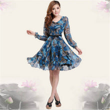 Bohemian Womens V-neck Chiffon Pleated Floral Gown Prom Chiffon Dresses Y4 UBY