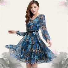 Bohemian Womens V-neck Chiffon Pleated Floral Gown Prom Chiffon Dresses Y4 UBY