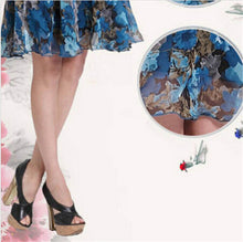 Bohemian Womens V-neck Chiffon Pleated Floral Gown Prom Chiffon Dresses Y4 UBY