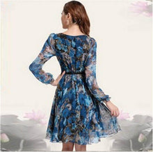 Bohemian Womens V-neck Chiffon Pleated Floral Gown Prom Chiffon Dresses Y4 UBY