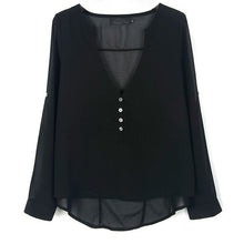 Deep V Neck Casual Chiffon Blouses Long Sleeves Gray Blusas Loose Casual Club Party Women Shirts Tops UBY