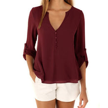 Deep V Neck Casual Chiffon Blouses Long Sleeves Gray Blusas Loose Casual Club Party Women Shirts Tops UBY