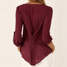 Deep V Neck Casual Chiffon Blouses Long Sleeves Gray Blusas Loose Casual Club Party Women Shirts Tops UBY