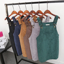 Korean Style College Wind Restoring Ancient Ways Corduroy Suspenders Big Pocket Straight Vest Dress LE3 UBY