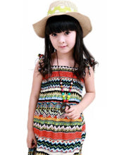 Baby Girls Dress with Necklace Children Graceful Printed Beach Dress Bohemian Style Girl Dresses UBY