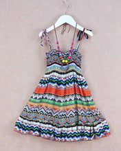 Baby Girls Dress with Necklace Children Graceful Printed Beach Dress Bohemian Style Girl Dresses UBY