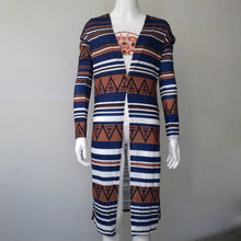 Spring Autunm Casual Blusas Women Vintage Striped Geometry Cover Up Tops Cotton Blouse Shirts Long Sweaters Cardigan UBY