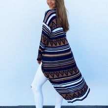 Spring Autunm Casual Blusas Women Vintage Striped Geometry Cover Up Tops Cotton Blouse Shirts Long Sweaters Cardigan UBY