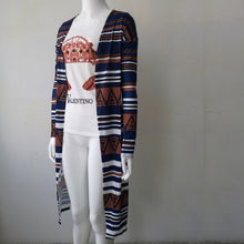 Spring Autunm Casual Blusas Women Vintage Striped Geometry Cover Up Tops Cotton Blouse Shirts Long Sweaters Cardigan UBY