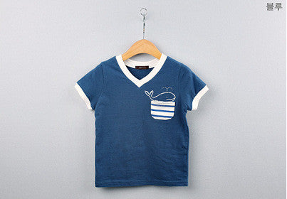 Children's Boy T-shirt Delicate Dolphin Pattern Cotton Short-sleeved T-shirts Outwear Kids Clothes UBY