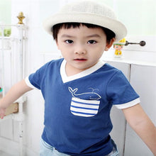 Children's Boy T-shirt Delicate Dolphin Pattern Cotton Short-sleeved T-shirts Outwear Kids Clothes UBY