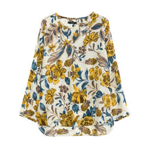 new Arrive Women Blouse Flowers Loose Type Chiffon Blouses Shirt Long Sleeve V-neck Lady Shirts UBY