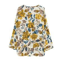 new Arrive Women Blouse Flowers Loose Type Chiffon Blouses Shirt Long Sleeve V-neck Lady Shirts UBY
