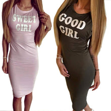 2017 Solid Sleeveless Letter Printed Dresses Women Streetwear Print GOOD GIRL Sheath Dress Casual Bodycon Beach Vestidos UBY