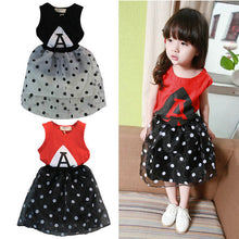 2PCS Baby Kids Girls Sleeveless T-shirtPolk Dots Tutu Skirt Dress Outfit Sets UBY