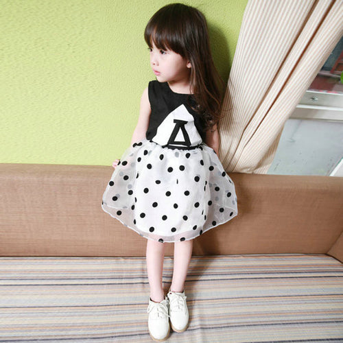 2PCS Baby Kids Girls Sleeveless T-shirtPolk Dots Tutu Skirt Dress Outfit Sets UBY