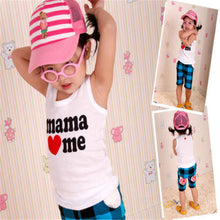 2Pcs Baby Clothing Kids Boy Girl Summer T-shirt Vest Mama Papa Love Me UBY