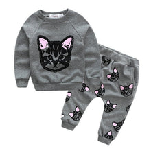 2Pcs CasualBaby Set Girls Boys Clothing Sets Kids Clothes Little Cat Baby Long Sleeve Cotton Sets Children Suits UBY