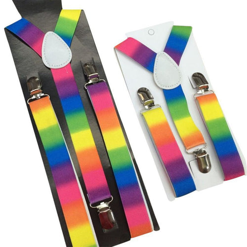 2pcss Colorful Boy Men Y-Back Suspenders Child Elastic Adjustable Clip-On Braces PY1 P18 UBY