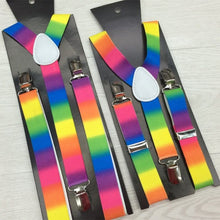 2pcss Colorful Boy Men Y-Back Suspenders Child Elastic Adjustable Clip-On Braces PY1 P18 UBY