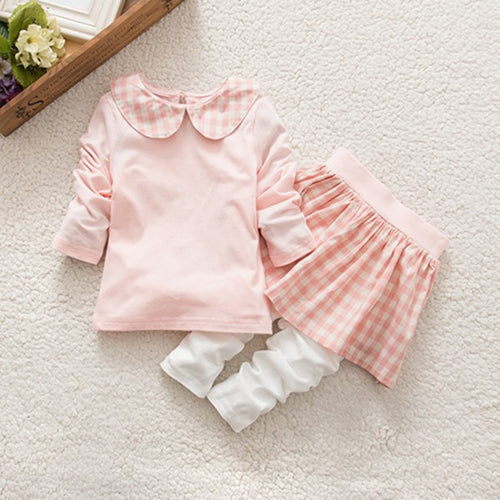 2Pcs Cute Kids Girls Clothing Sets Doll Collar T-ShirtSkirt Pants Baby Clothes Outfit Clothes SetUBY