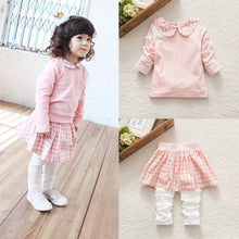 2Pcs Cute Kids Girls Clothing Sets Doll Collar T-ShirtSkirt Pants Baby Clothes Outfit Clothes SetUBY