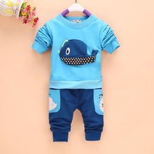 2pcss Outfits 1-4Years Kids Baby Boys Clothes Long Sleeve Whale TopsLong Pants Clothing Sets 4 Colors UBY
