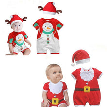 2pcss Baby Boys Girls Xmas Santa Claus Clothing Set Short Sleeve Romper Jumpsuit  Hat Outfit Clothes Sets Christmas Gifts UBY