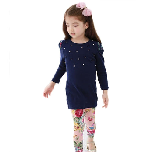 2pcs Child Baby Kid TopsPants Set Toddler Girls Floral Outfits ShirtTrousers 2-7Y UBY