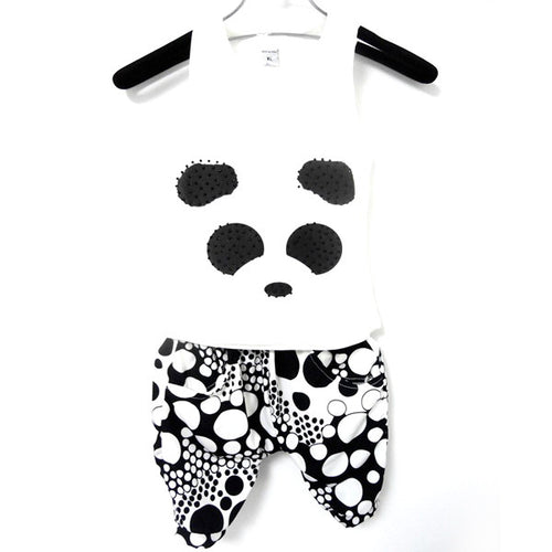 2pcs Kid Girls Boys Clothes Panda Pattern Sleeveless Cotton Vest TopShorts 2-7Y UBY