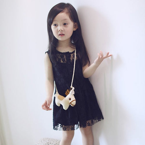 2pcs Kids Girls Sleeveless Dress Lace Floral Braces Dress Sundress Costume 2-7 Year UBY