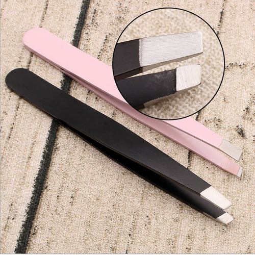 2pcs Professional Stainless Steel Slant Tip Hair Removal Eyebrow Tweezer Makeup Tool Useful Beatiful LZH7 UBY