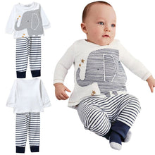 2pcs Toddler Baby Boys Cloth Sets Kids Cotton Long Sleeve TopsStripe Pants Trousers Outfit Children Clothing Set 0-4Y UBY