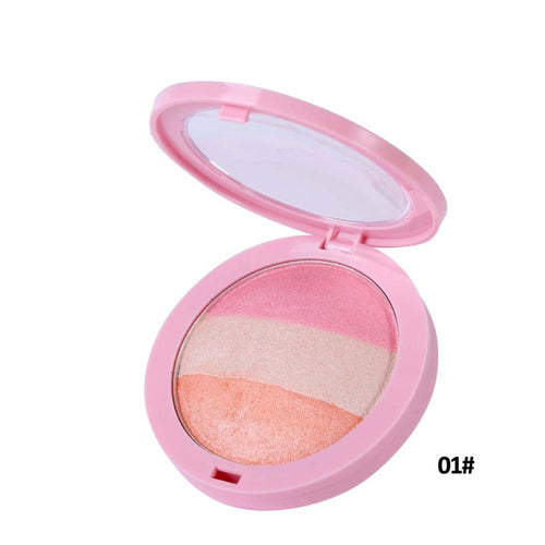 3 Colors Press Powder Baked Cheek Color Blusher Face Makeup Colorete Palette Maquiagem UBY