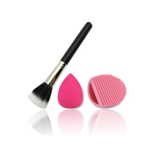 3Pcs Set Beauty Makeup Brushes Blush Brush Cleaner Foundation Brush Cosmetic Make Up Sponge Puff UBY
