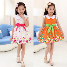 4-9Y New Summer Kids Girls Flower Dress Floral Cute Princess Bow Baby Party DressesUBY