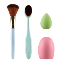 4Pcs Beauty Blush Makeup Brushes Sponge Puff Oval Brush Toothbrush Curve Cosmetic Make Up Brush Tools UBY