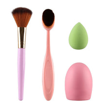 4Pcs Beauty Blush Makeup Brushes Sponge Puff Oval Brush Toothbrush Curve Cosmetic Make Up Brush Tools UBY