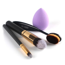 4Pcs Set Makeup Brushes Toothbrush Beauty Blush Oval Brush Foundation Brush Set Cosmetic Puff UBY